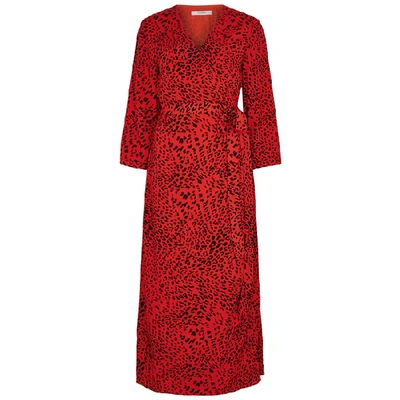 Gestuz Loui Leopard-print Wrap Dress In Red