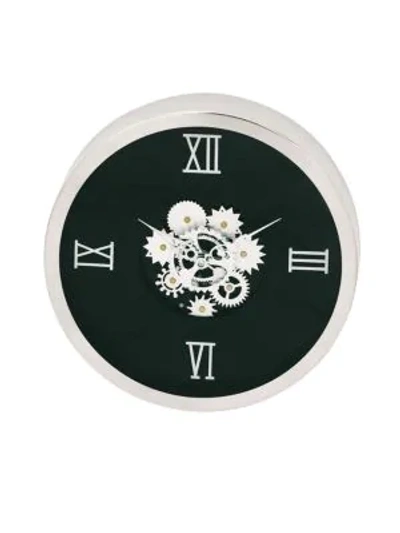 Uma Medium Clocks Contemporary Geared Stainless Steel Wall Clock In Black