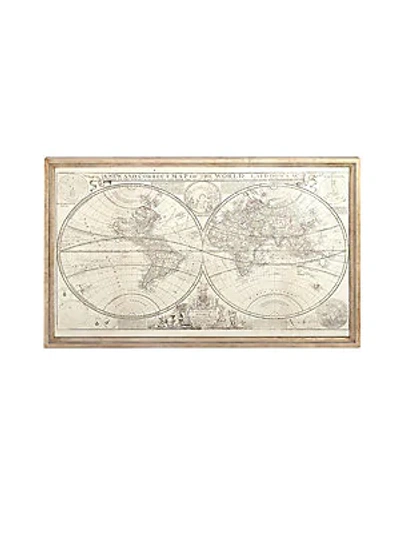 Uma Traditional Polished Wooden Map Of The World Wall Art In Light Brown