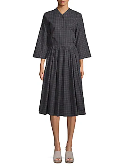 Tome Checkered Cotton Shirtdress In Black Check