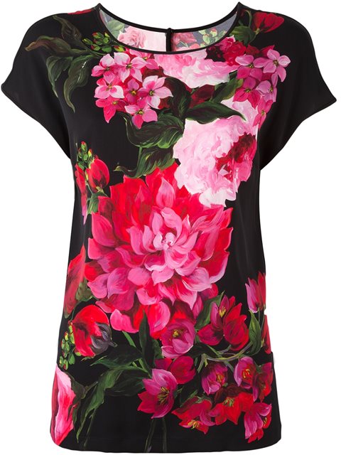Dolce & Gabbana Flower Print Blouse In Fiori Fdo.nero | ModeSens