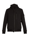 Stone Island Soft Shell-r Waterproof Hooded Jacket In Black
