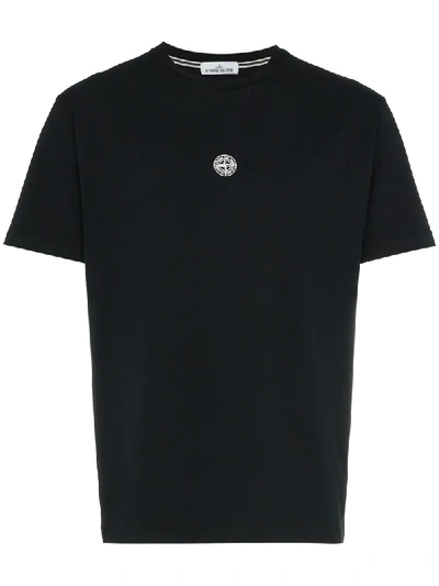 Stone Island Black Large Rear Logo Print Cotton T Shirt