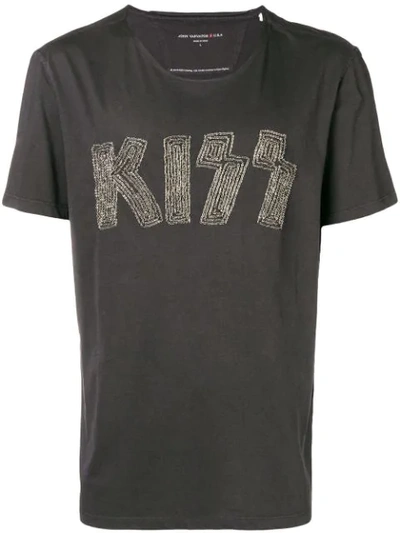 John Varvatos Embroidered Kiss Logo Graphic Tee In Black