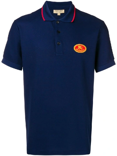 Burberry Shalowe Cotton Polo Shirt In Navy