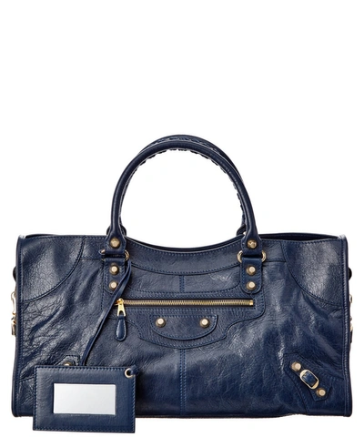 Balenciaga Giant 12 Gold City Medium Leather Shoulder Bag' In Navy |  ModeSens