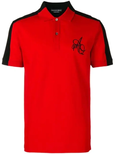 Alexander Mcqueen Two Tone Polo Shirt In 0905 Red/black