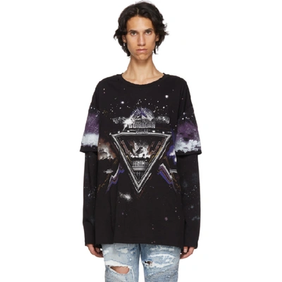 Balmain Black Pyramid Long Sleeve T-shirt In 192 Multi
