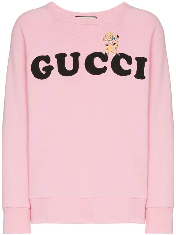 Gucci Pig Embroidered Logo Crew Neck 