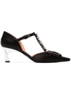 Marni Embellished Satin Mary-jane Pumps In Black