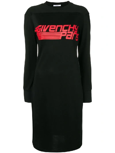 Givenchy Printed Cotton Blend Sweatshirt Dress In Nero