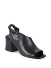 Sigerson Morrison Lenny Block Heel Leather Sandals In Black