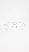 The Book Club Blue Light Bored Of The Flings Reading Glasses In Silver/clear