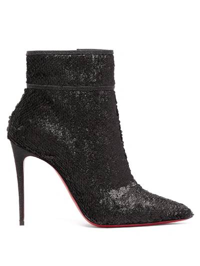 Christian Louboutin Moula Kate Sequin Red Sole Booties In Black
