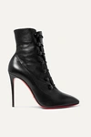 Christian Louboutin French Tutu Button-loop Napa Red Sole Booties In Black