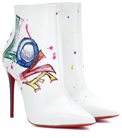 Christian Louboutin Boot In Love Printed Red Sole Bootie In White