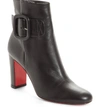 Christian Louboutin Tres Olivia Napa Leather Buckled Red Sole Booties In Black