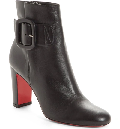 Christian Louboutin Tres Olivia Napa Leather Buckled Red Sole Booties In Black