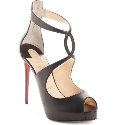 Christian Louboutin Rosie Calf Leather Platform Red Sole Pumps In Black