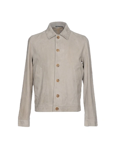 Richard James Leather Jacket In Light Grey