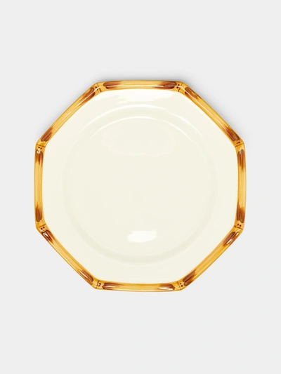 Este Ceramiche Bamboo Hand-painted Dinner Plates (set Of 4) In White