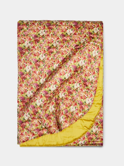 Loretta Caponi Floral Quilted Cotton Eiderdown Quilt In Multi