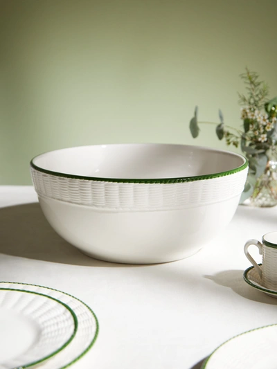 Este Ceramiche Wicker Hand-painted Large Salad Bowl In White