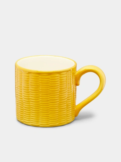 Este Ceramiche Wicker Hand-painted Ceramic Mugs (set Of 4) In Yellow