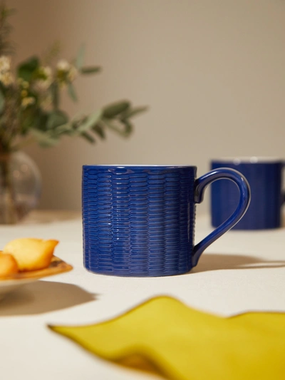 Este Ceramiche Wicker Hand-painted Mugs (set Of 4) In Blue