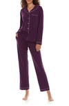 Flora Nikrooz Flora By  Annie Long Sleeve & Pants 2-piece Pajama Set In Plum