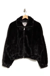 Bcbgeneration Stand Collar Faux Fur Bomber Jacket In Black