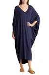 Go Couture Batwing Sleeve Caftan Dress In Navy