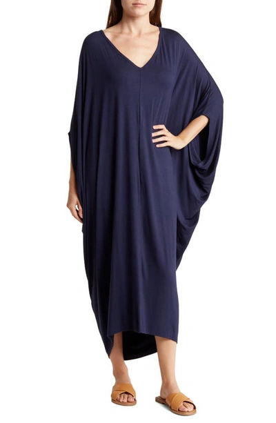 Go Couture Batwing Sleeve Caftan Dress In Navy