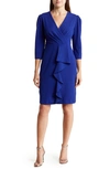 Julia Jordan Cascade Ruffle Crepe Sheath Dress In Marine Blue