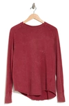 Z By Zella Vintage Washed Relaxed Long Sleeve Tee In Red Tibetan