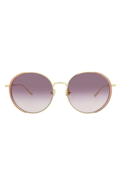 Gucci 56mm Round Sunglasses In Metallic Gold Multi
