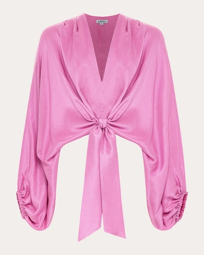 Azeeza Culhane Twisted Silk Blouse In Pink