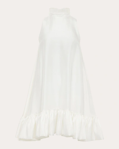 Azeeza Alcott Ruffled Silk Minidress In White