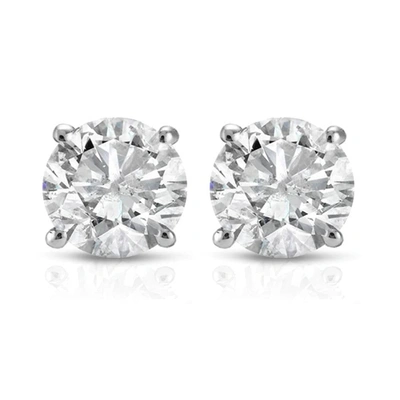 Pompeii3 1 Ct Tdw Round Cut 14k White Or Yellow Gold Diamond Studs Earrings Igi Certified In Multi