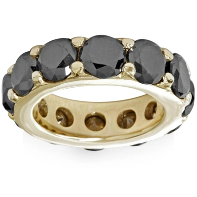 Pompeii3 12 1/2ct Black Diamond Eternity Ring 14k Yellow Gold In Multi