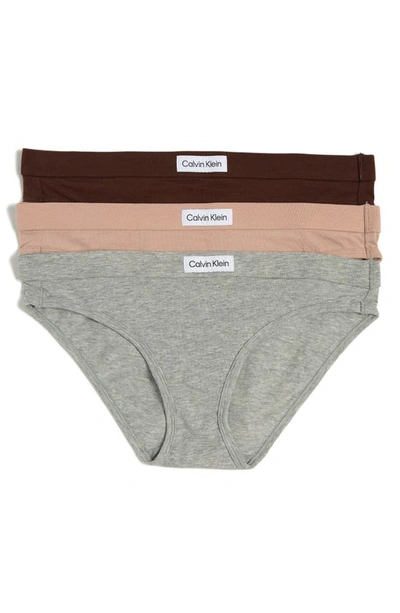 Calvin Klein Assorted 3-pack Bikinis In Gq2 Grey Heathe
