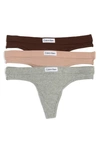 Calvin Klein Assorted 3-pack Thongs In Gq2 Grey Heathe