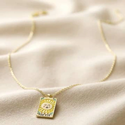 Lisa Angel Enamel Sun Tarot Card Necklace In Gold