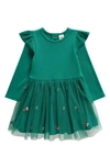 Tucker + Tate Kids' Embroidered Tulle Dress In Green Evergreen