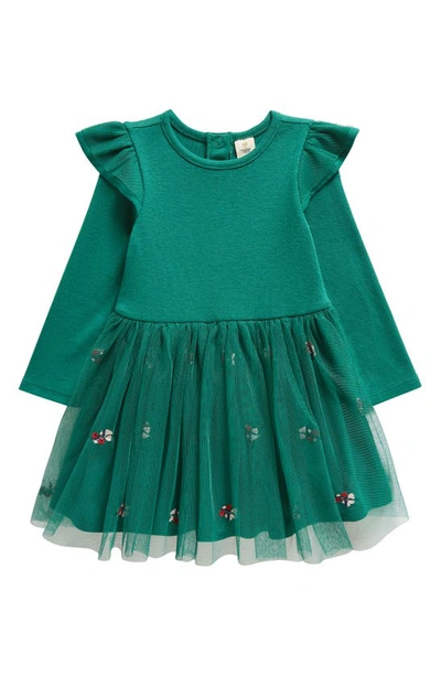 Tucker + Tate Babies' Embroidered Tulle Dress In Green Evergreen