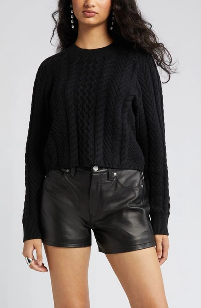 Open Edit Mix Stitch Boxy Sweater In Black