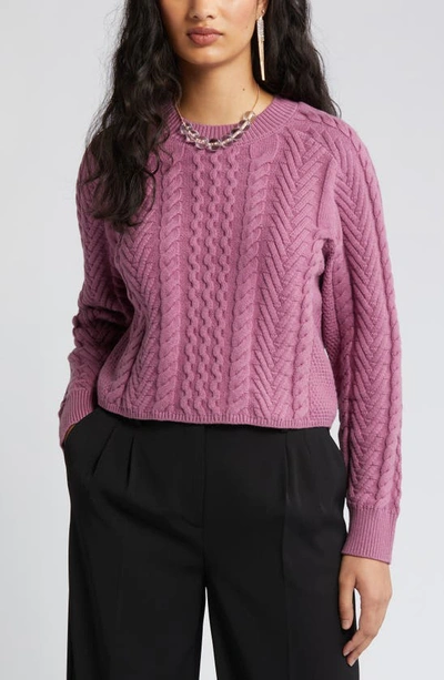 Open Edit Mix Stitch Boxy Sweater In Purple Syrup