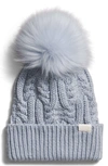 The North Face Oh Mega Faux Fur Pom Beanie In Dusty Periwinkle