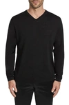Jack Victor Ramezay Wool Blend V-neck Sweater In Black