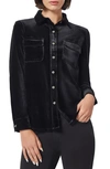 Jones New York Stretch Velvet Utility Button-up Shirt In Black
